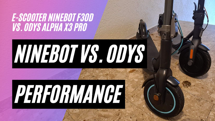 Performance Test 2: Ninebot F30D vs. ODYS Alpha X3 PRO mit Dragy. Beschleunigung, Strecke, Bremsen
