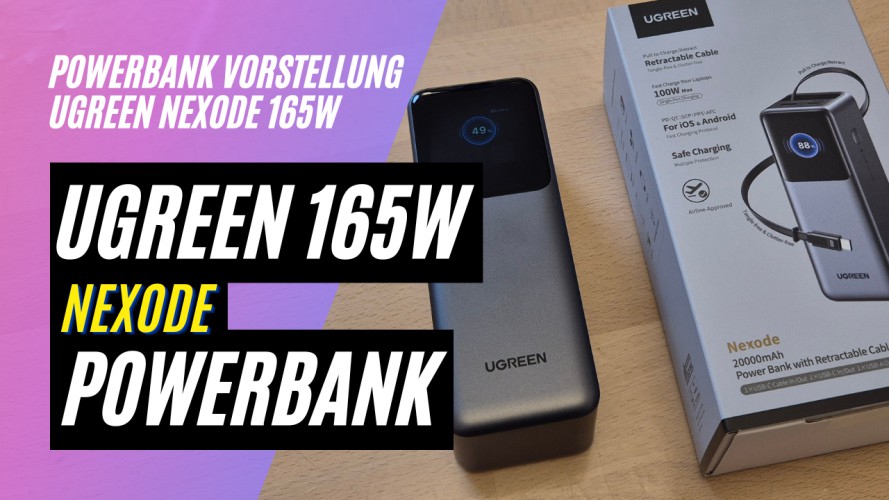 UGREEN Nexode 20.000mAh 165W Powerbank mit einziehbarem Kabel